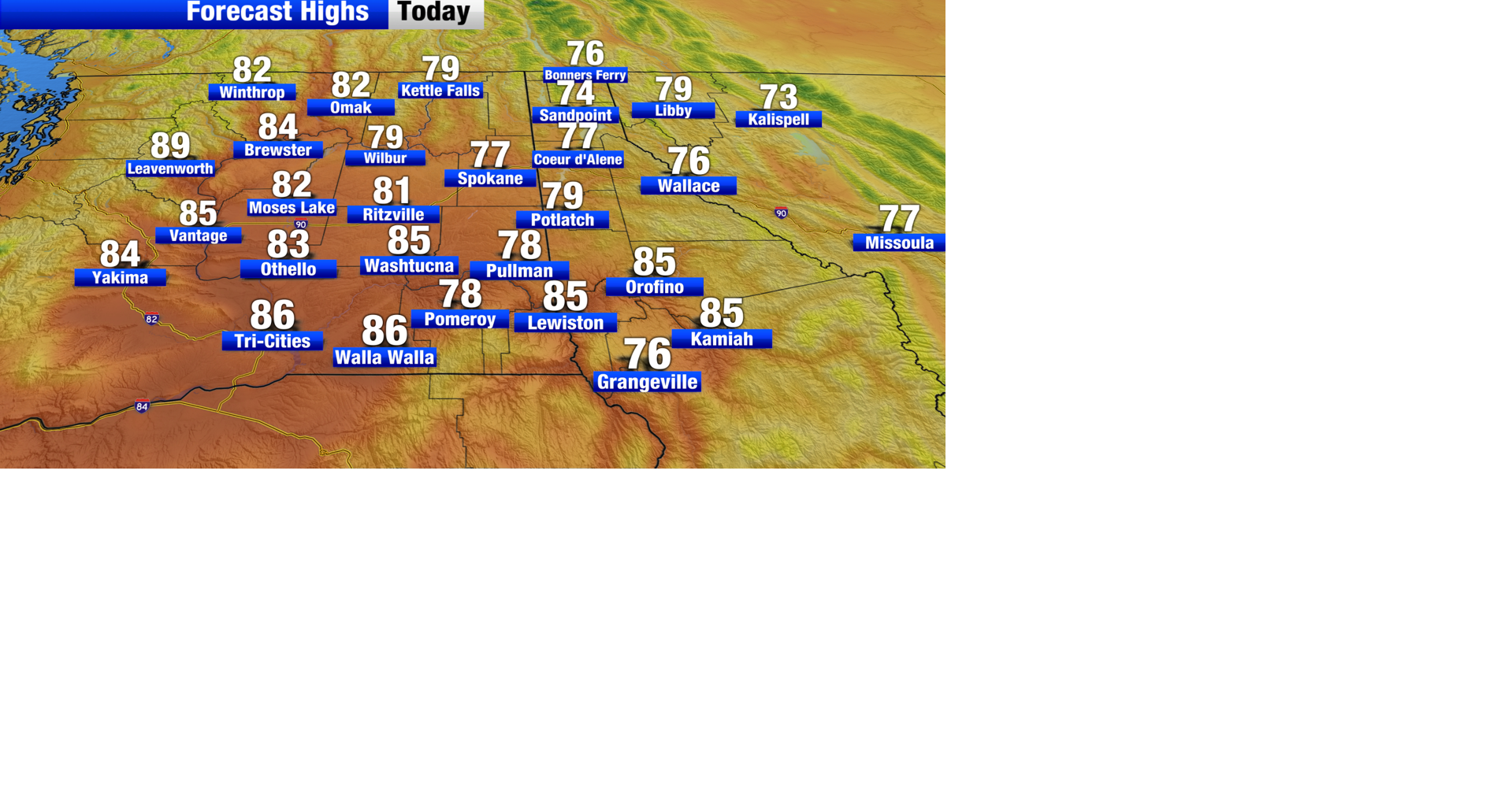 Warm high temperatures on Wednesday