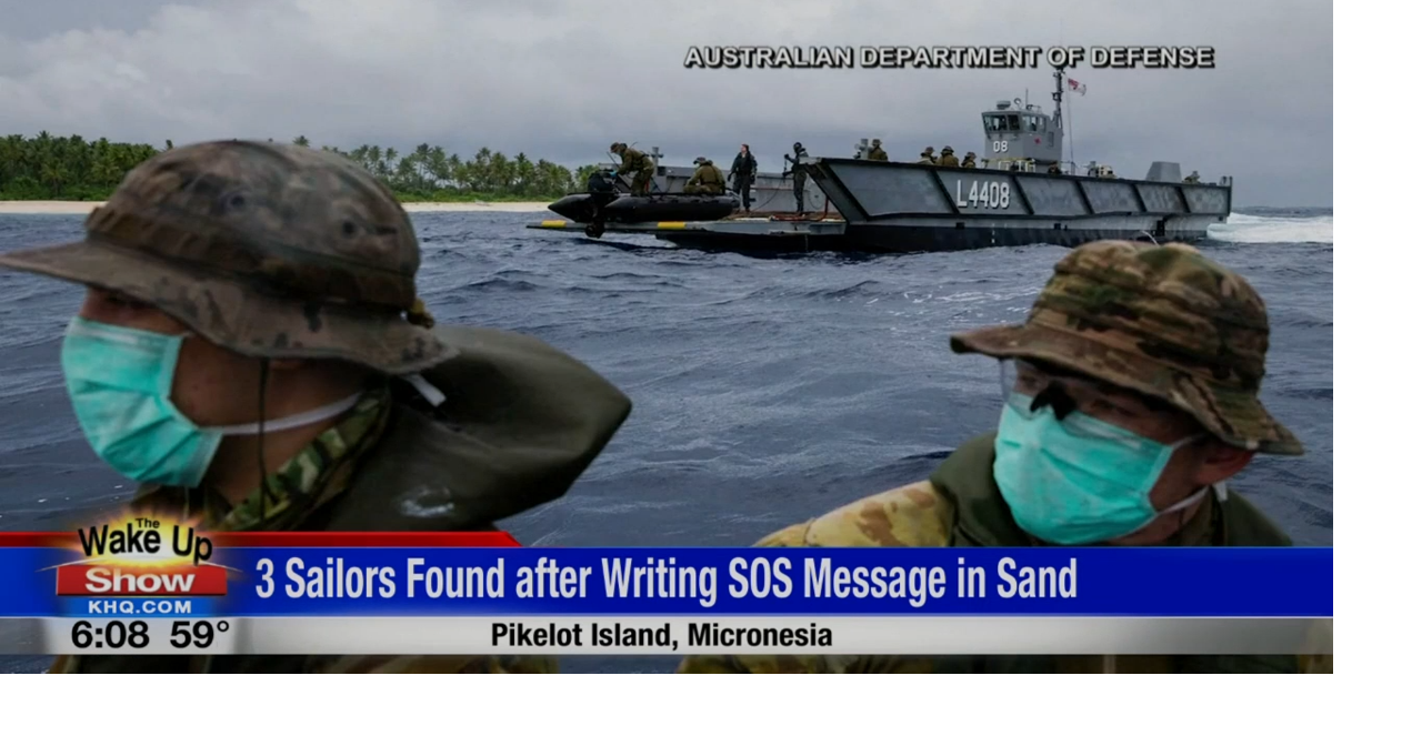 Three men rescued from Pacific island after writing SOS in sand ...