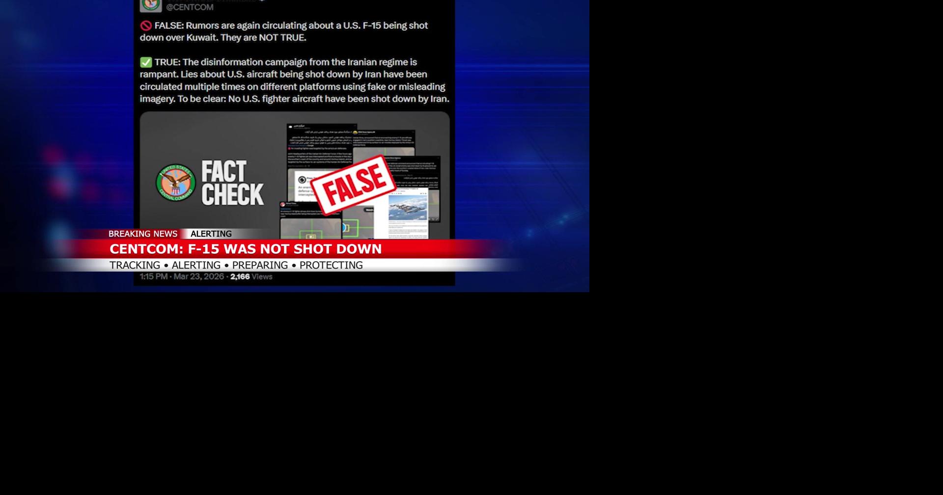 U.S. military denies reports of F-15 shot down over Kuwait