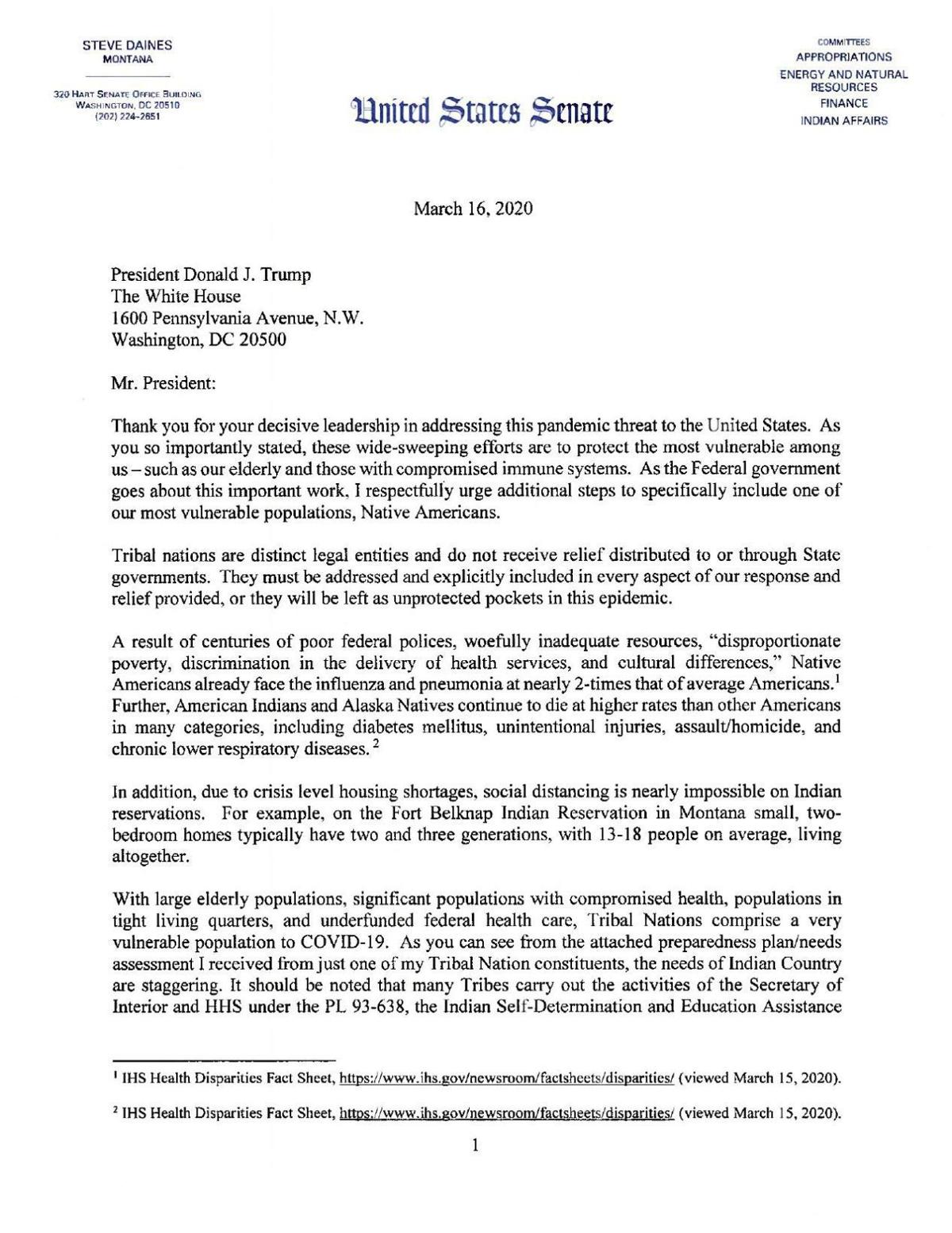 Letter to President Trump from Steve Daines  Regional  khq.com