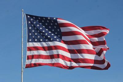 American Flag Waving on a Flag Pole - WikiMedia