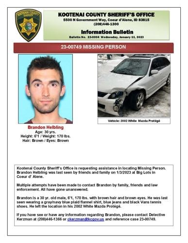 MISSING: Kootenai County Sherrif's Office searching for 30-year-old man ...