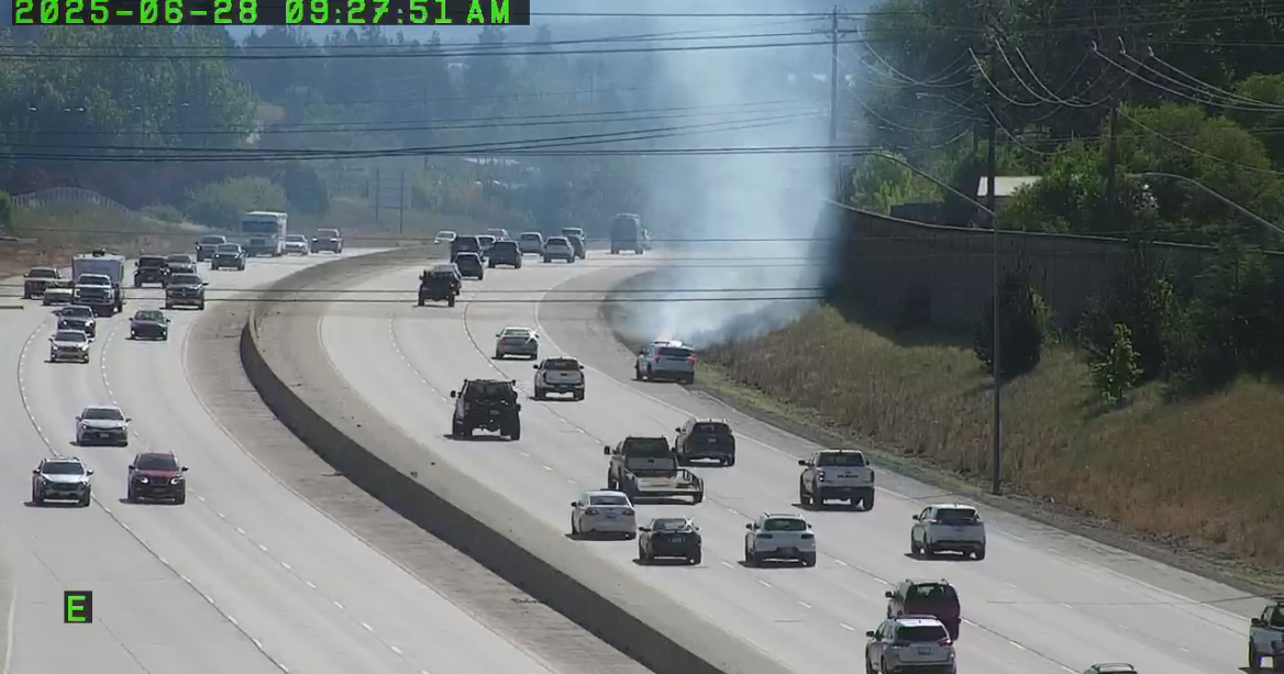 Brush fire slows traffic on eastbound I-90 near Argonne in Spokane ...