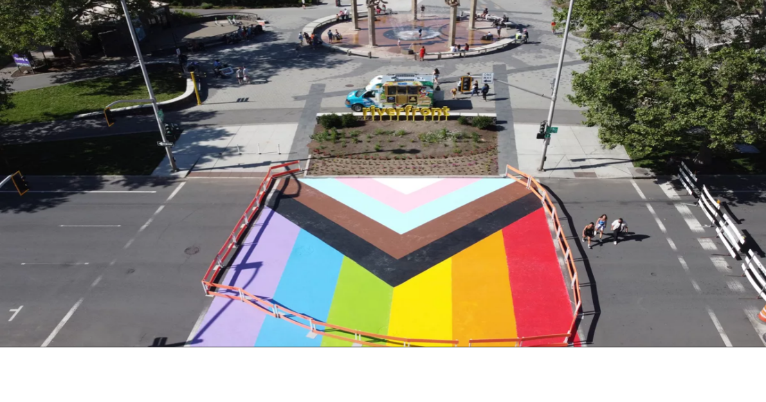 LGBTQ+ Pride mural painted in Spokane across from Riverfront Park