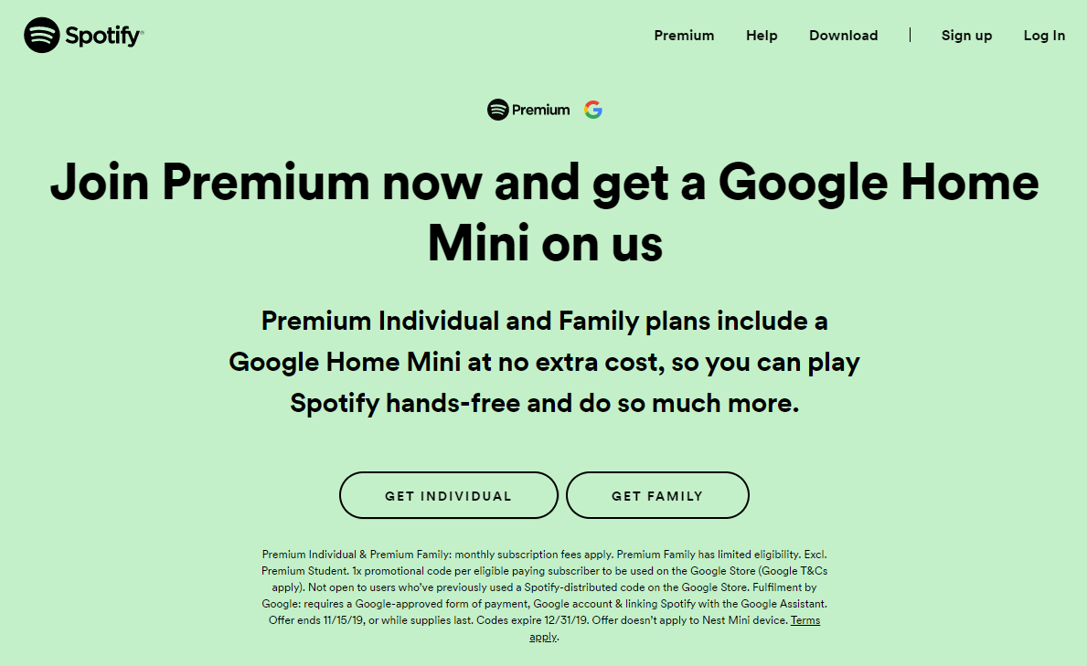 Spotify offering free Google Home Mini 