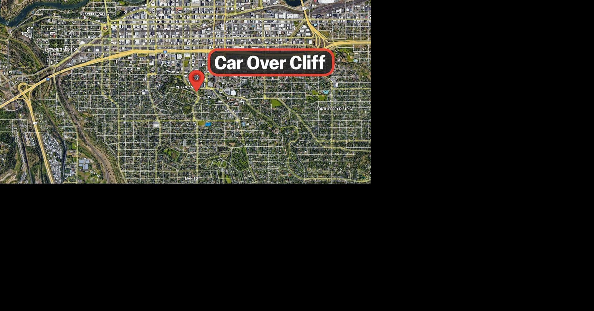 Car slides off South Hill cliff