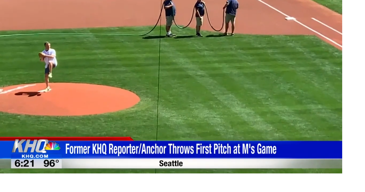 Former KHQ Anchor/Reporter throws first pitch Mariner's game Spokane