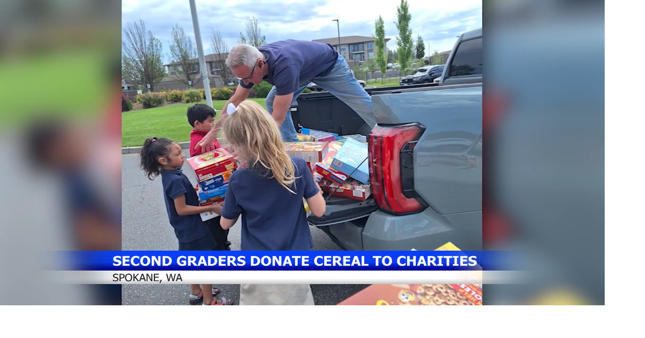 Spokane second graders build cereal train for charity donation