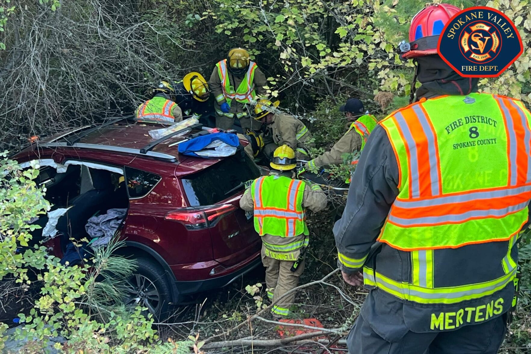 Spokane Valley and District 8 firefighters respond to car down ...