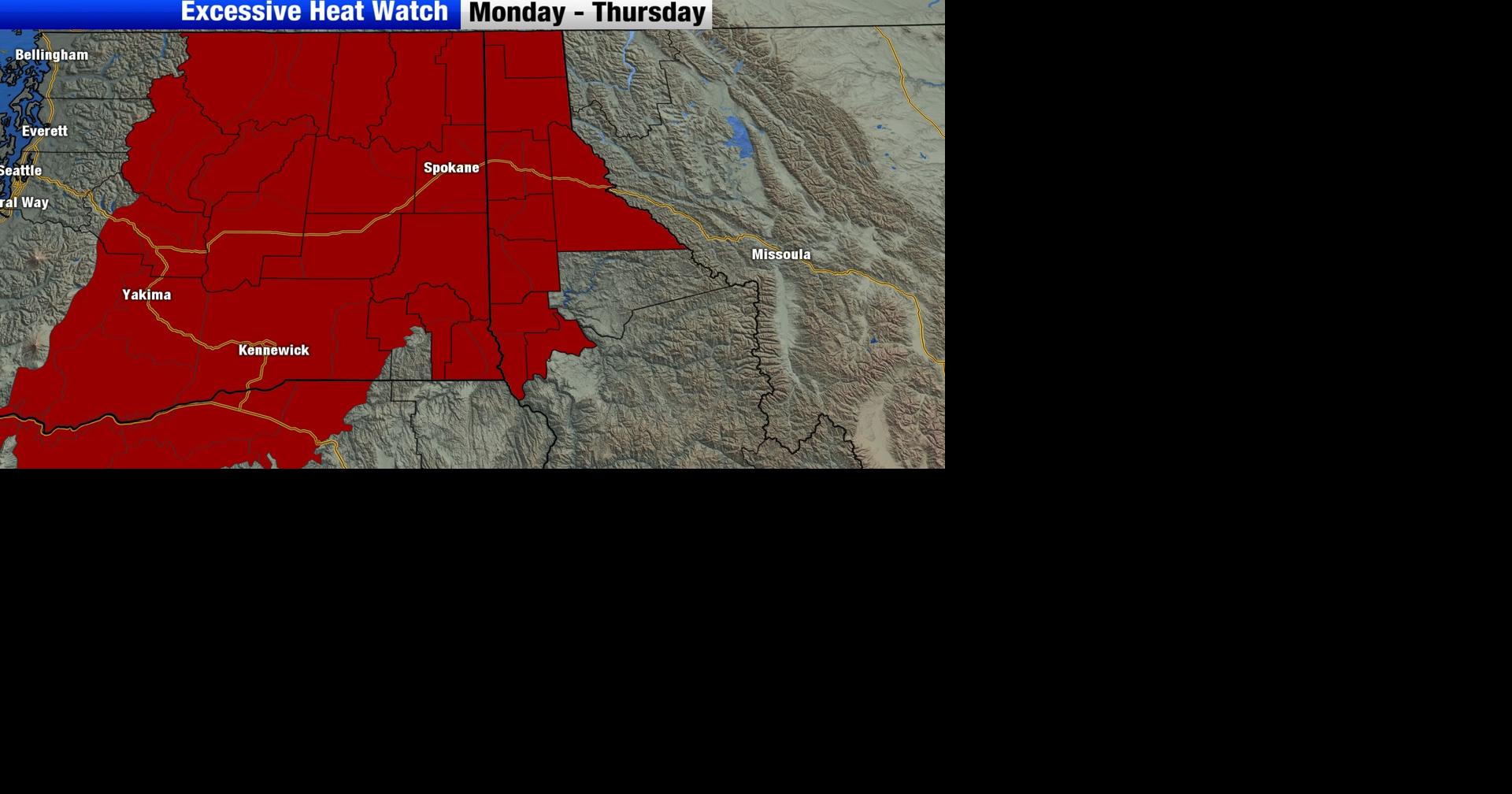 Excessive Heat Watch in place for Inland Northwest temperatures next