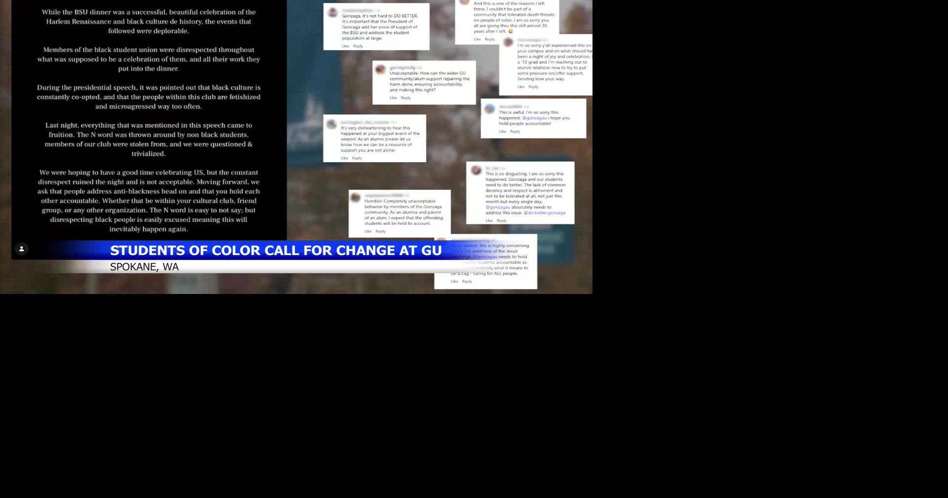 Gonzaga's Black Student Union calls for campus 'culture change' amid allegations of racism