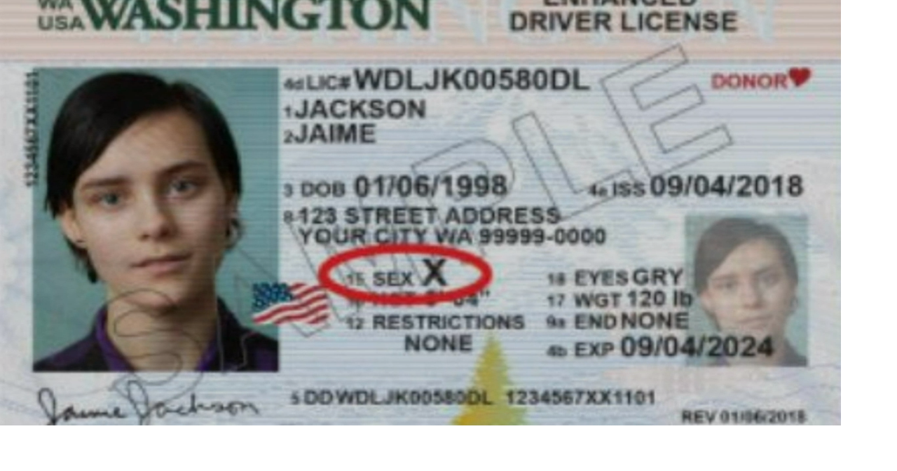 'X' now available as third gender option on Washington driver licenses