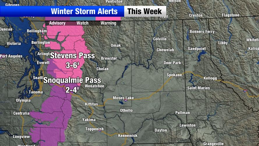 Heavy mountain snow with low elevation snow showers | Weather | khq.com