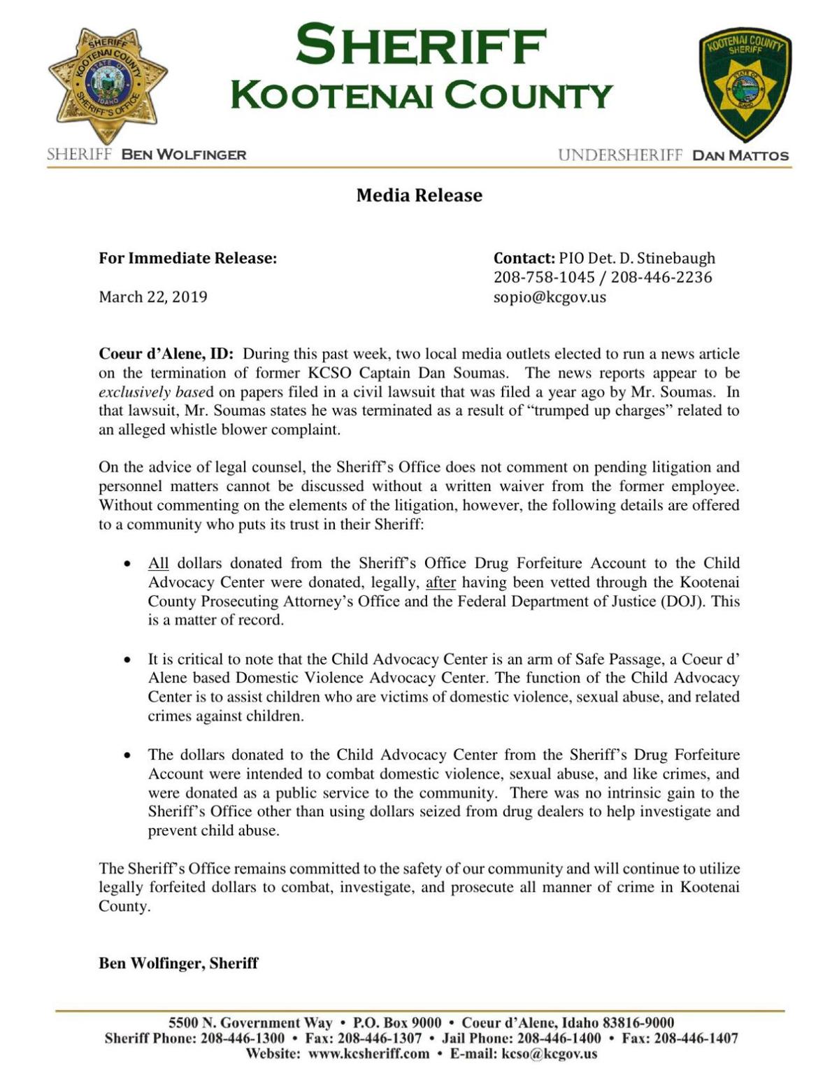 Full statement from the Kootenai County Sheriff's Office