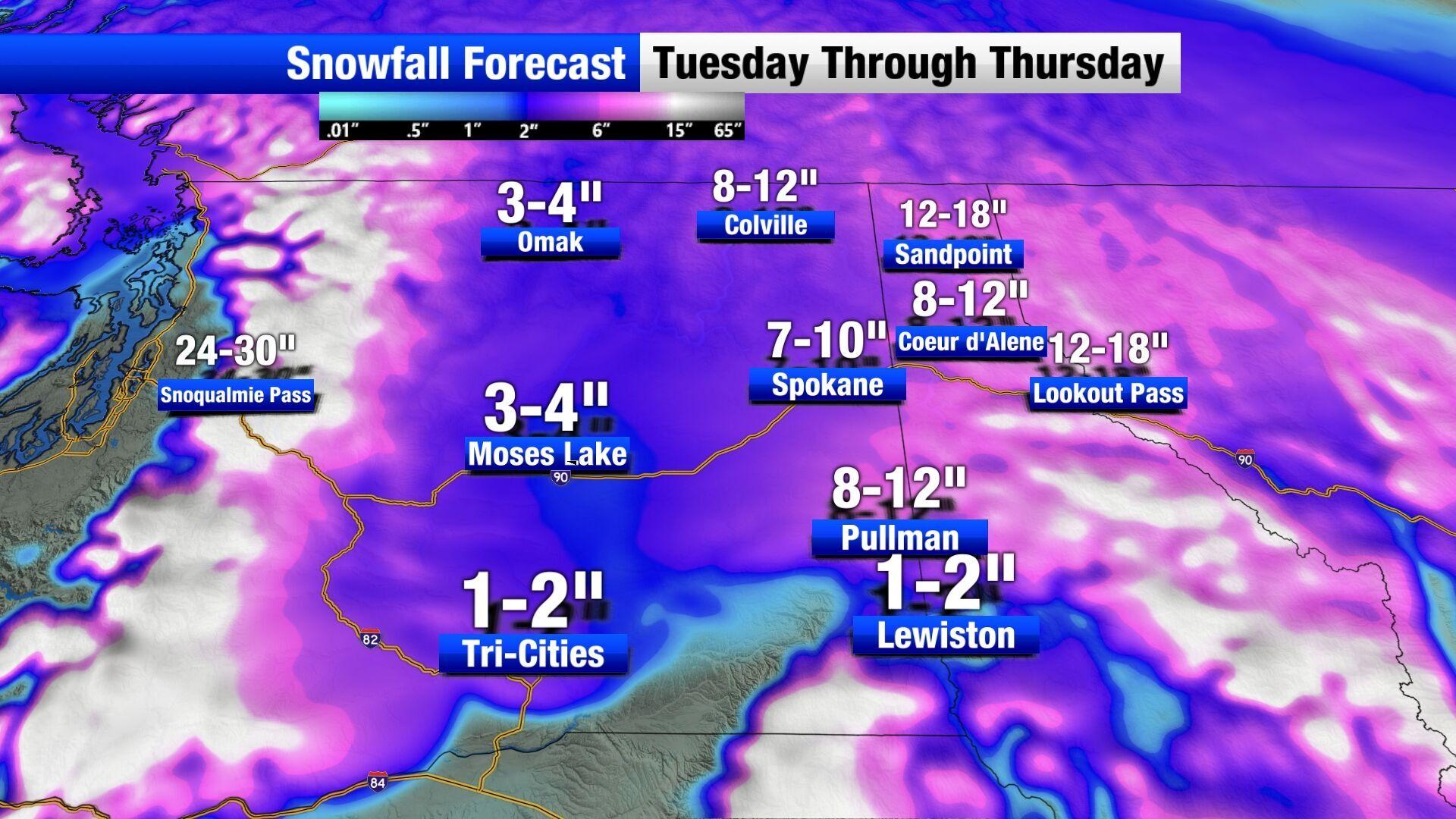 The largest Inland Northwest snow storm of the season so far is