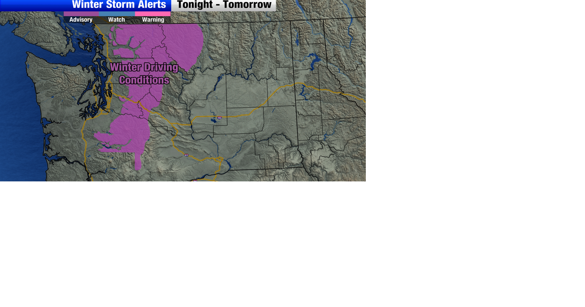 Winter Weather Advisory in place for the Cascades