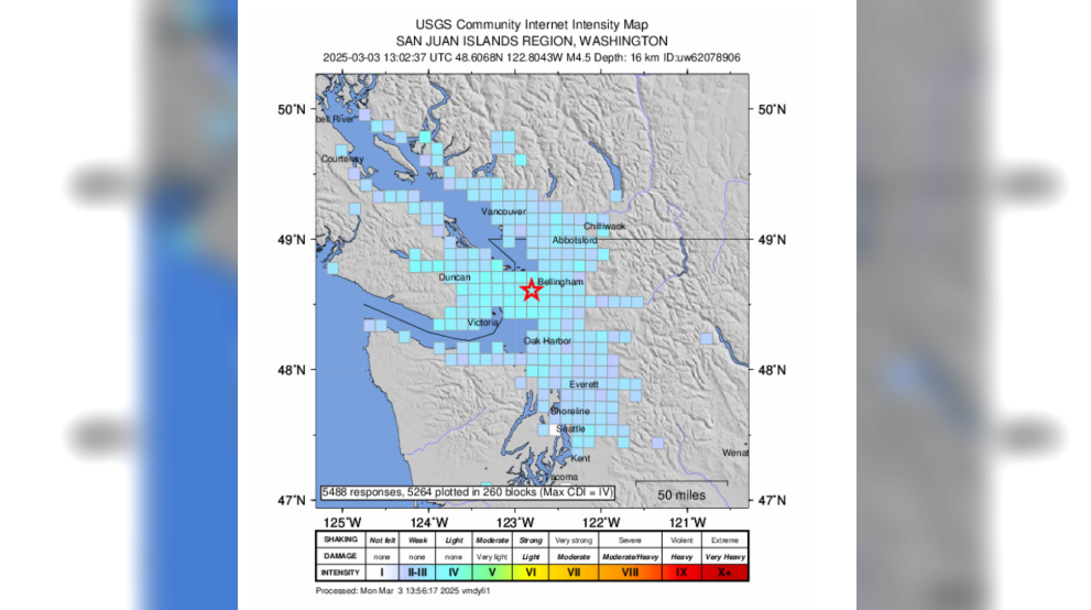 서부 워싱턴 규모 4.5 지진 발생…주민들 새벽에 ‘깜짝’