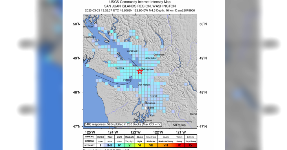 4.5 magnitude earthquake shakes up western Washington