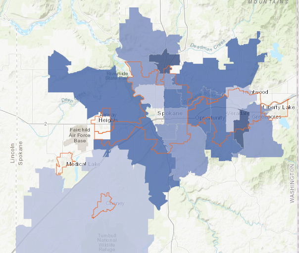 Spokane Coronavirus ZIP code map