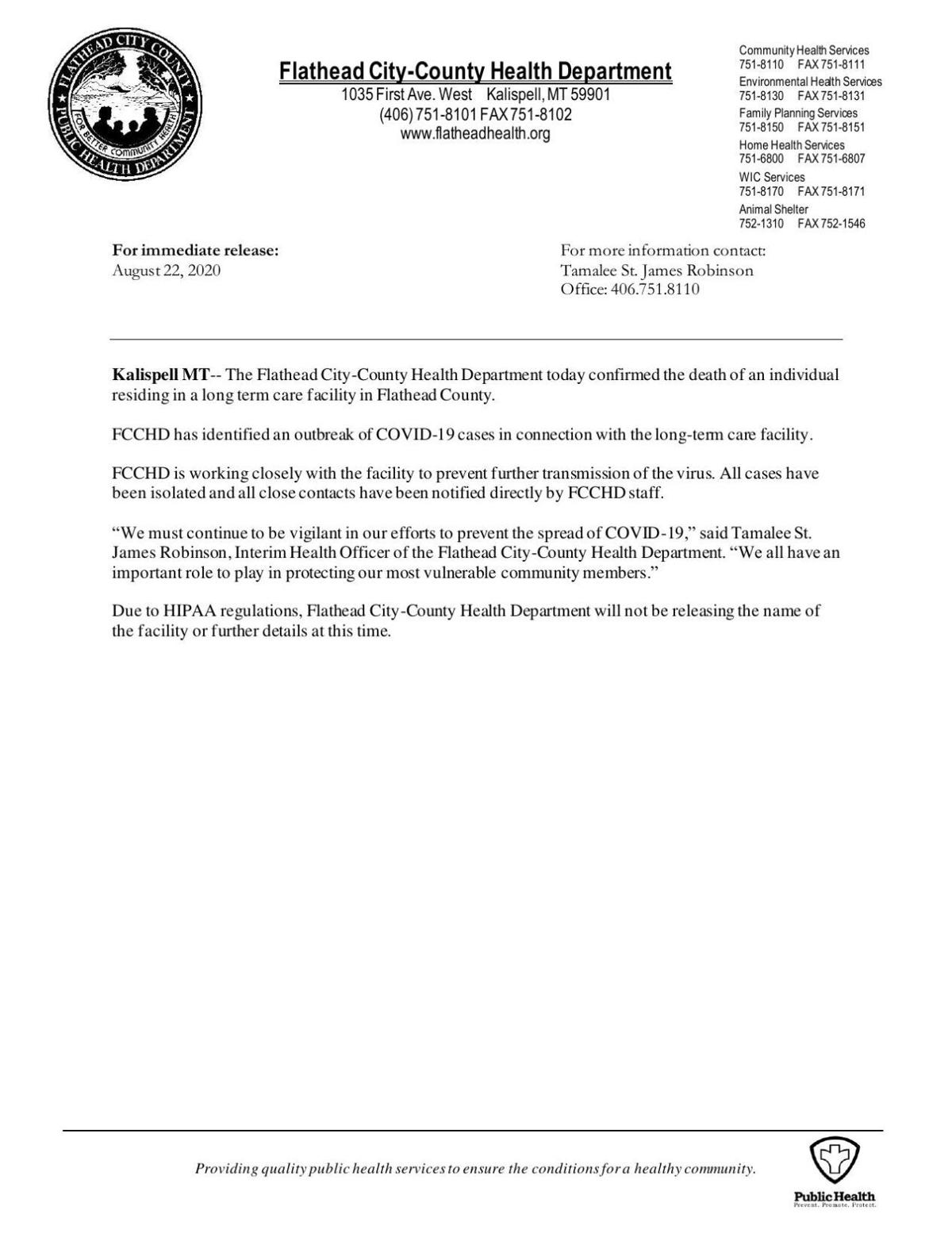 Flathead City County Health Department Release Regional Khq Com