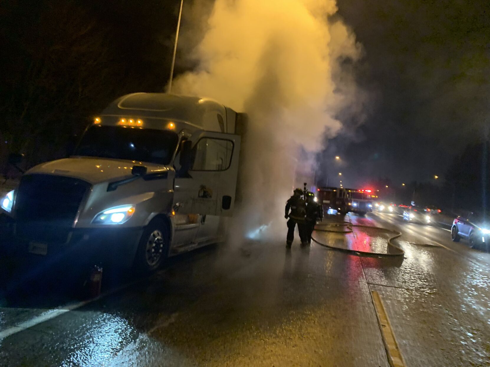 Semi-truck Fire Backs Up Eastbound Traffic On I-90, Driver Struck While ...