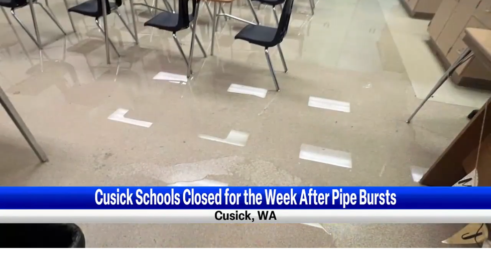 'We'll get through this' Burst pipe floods Cusick School District