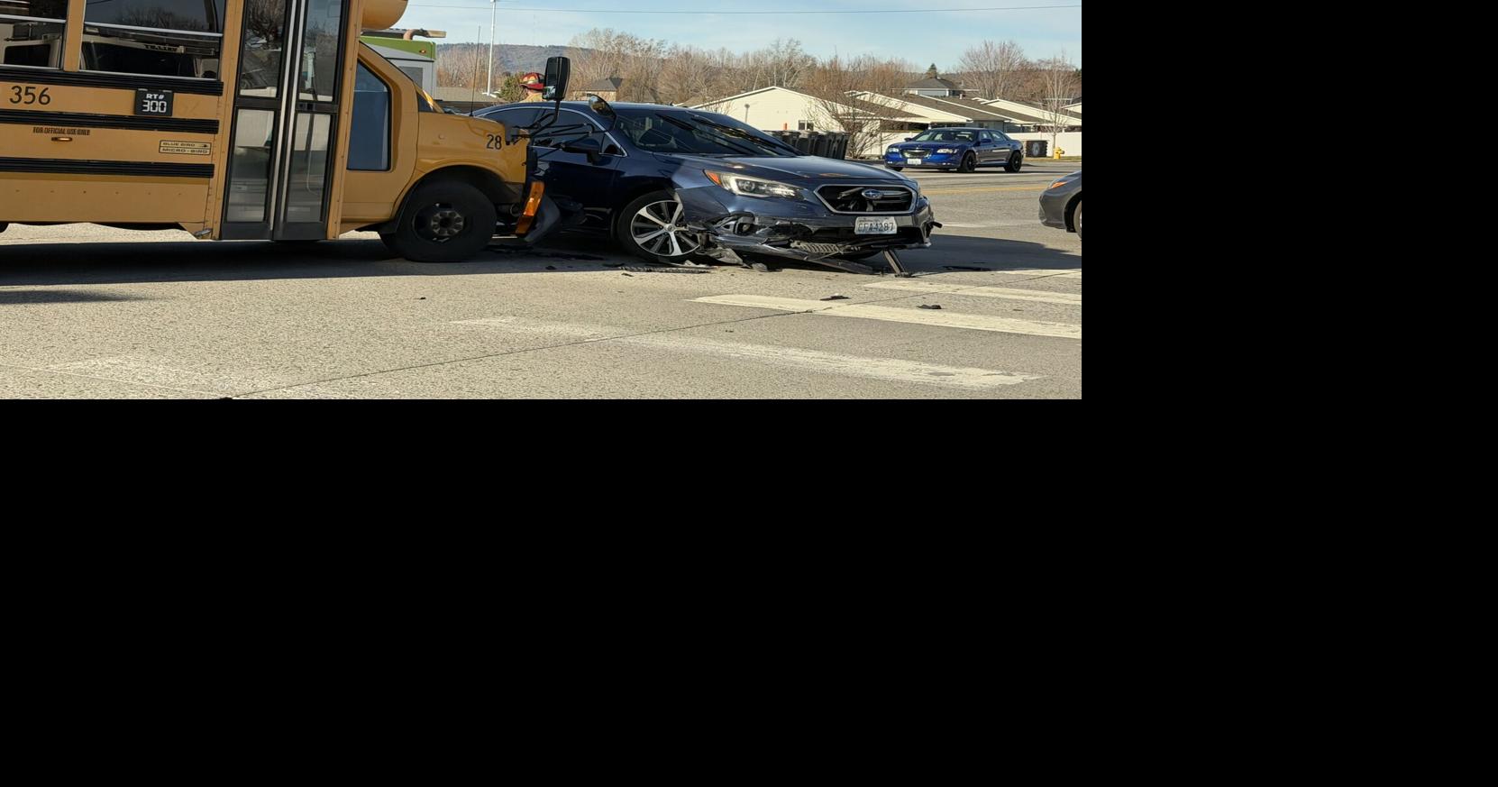 School bus and car crash in Spokane Valley, no one injured