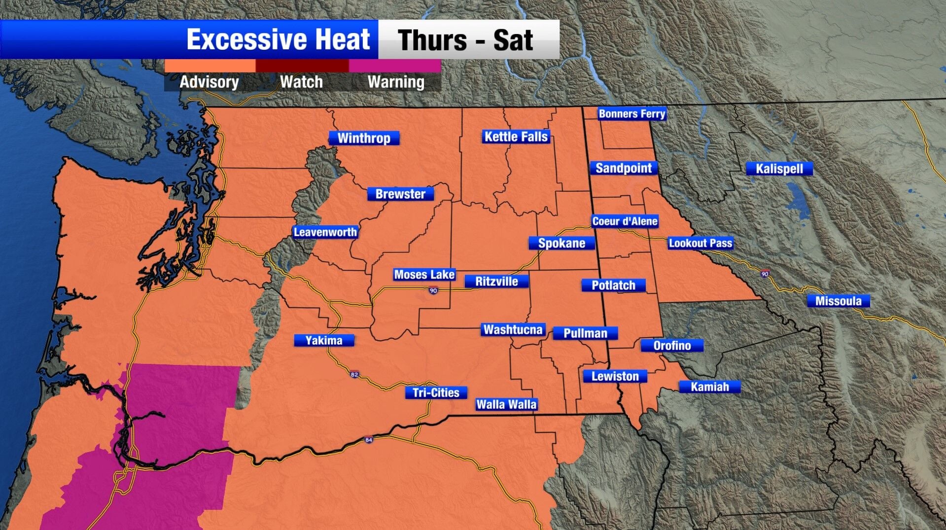 Heat Advisory in place for the Inland Northwest with possible record ...