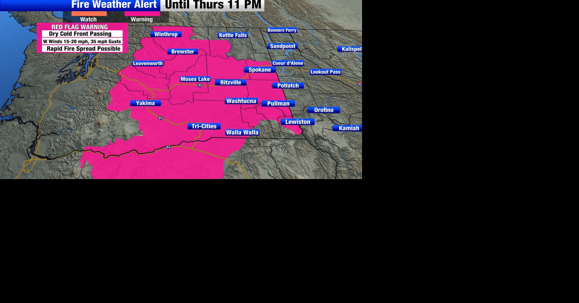 Dry cold front moves through and picks up our winds leading to critical fire weather conditions today