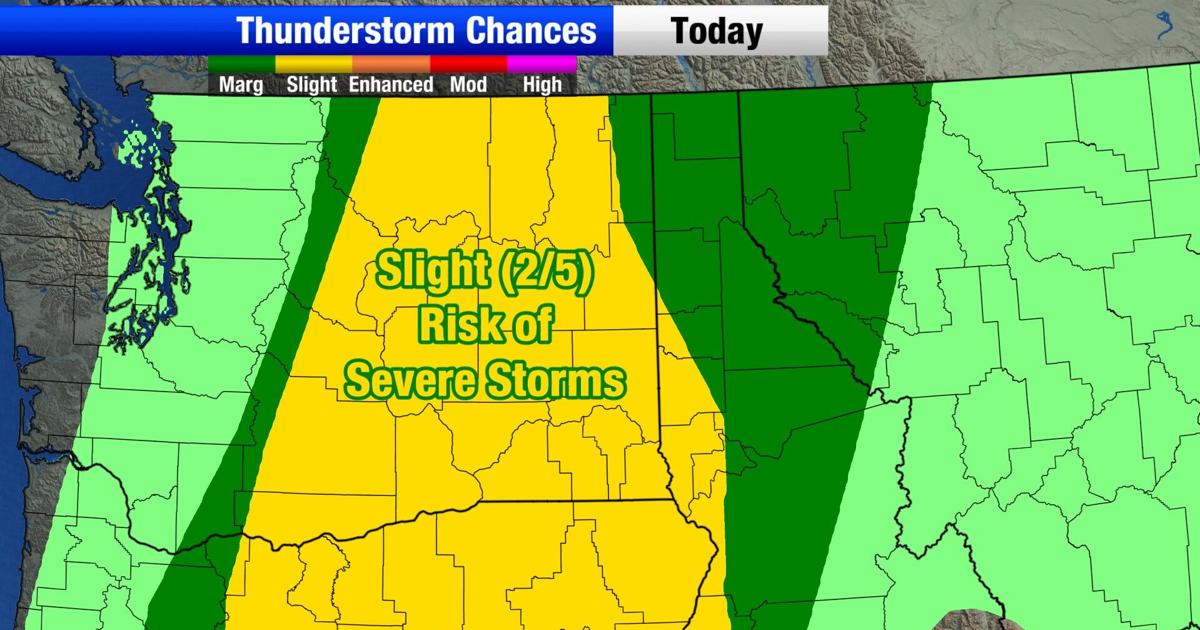 Slight risk of severe storms across the Inland Northwest