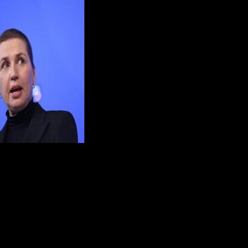 Denmark's Prime Minister Mette Frederiksen speaks at the press conference of the North Sea Summit