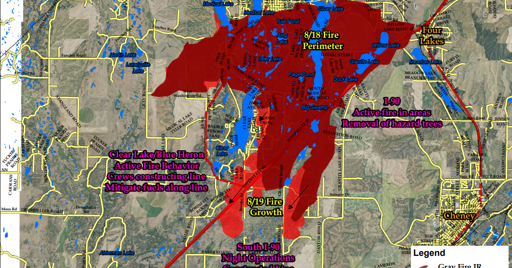 Perimeter Map For Gray Fire Burning In Medial Lake Khq Perimeter map for gray fire burning in medial lake khq