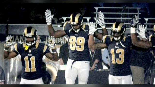 St. Louis Rams players would repeat their 'Hands Up, Don't Shoot' gesture