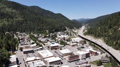 Wallace, ID from a birds eye view looking west