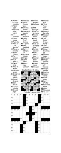 Crossword for Saturday, May 20, 2023