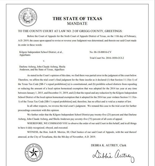 KISD Lawsuit Mandate