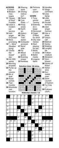 Crossword for Saturday, July 30, 2022
