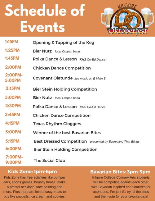 Kilgore Oktoberfest Schedule of Events