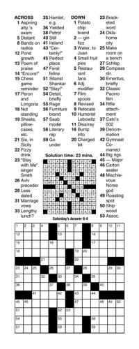Crossword for Wednesday, June 8, 2022