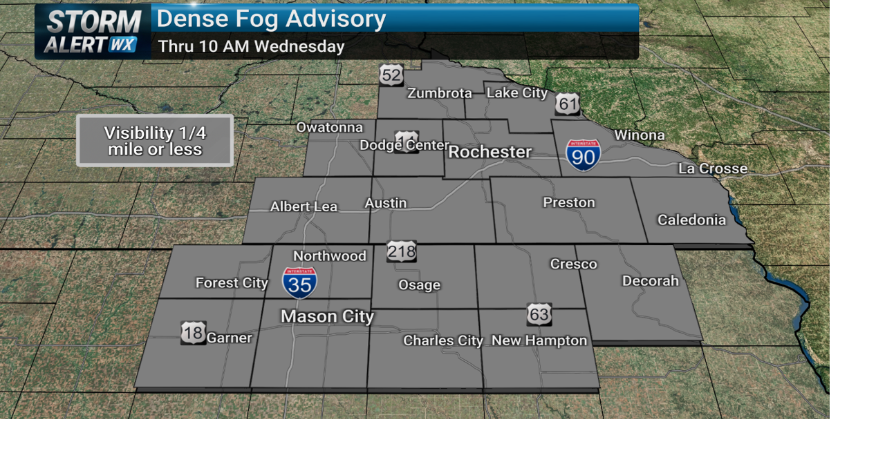 Dense Fog Advisory in place for Wednesday morning commute | News | kimt.com