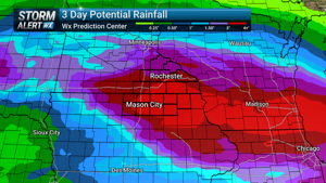 Heavy Rains Forecast for Rochester-Mason City-Austin Area, Flash Flood Risk Mentioned