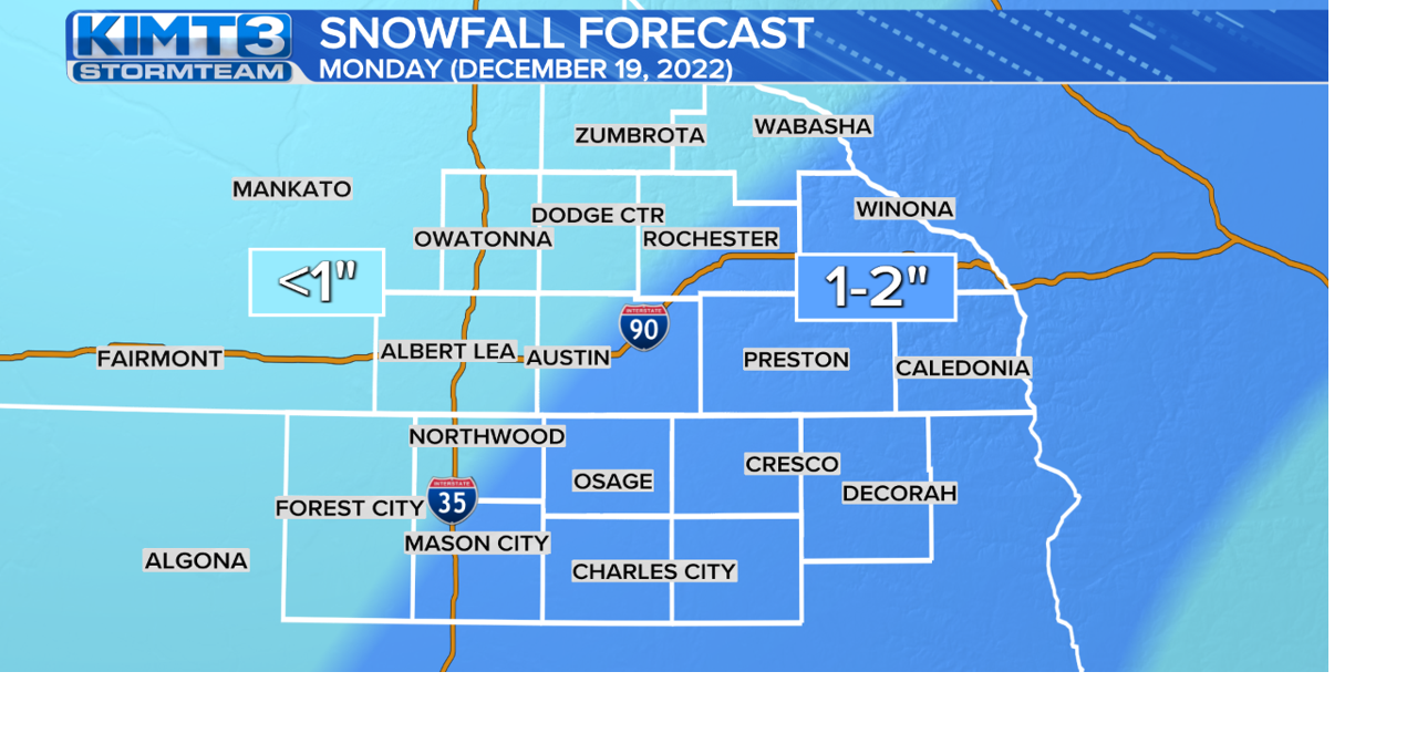 Another round of light snow expected on Monday | News | kimt.com