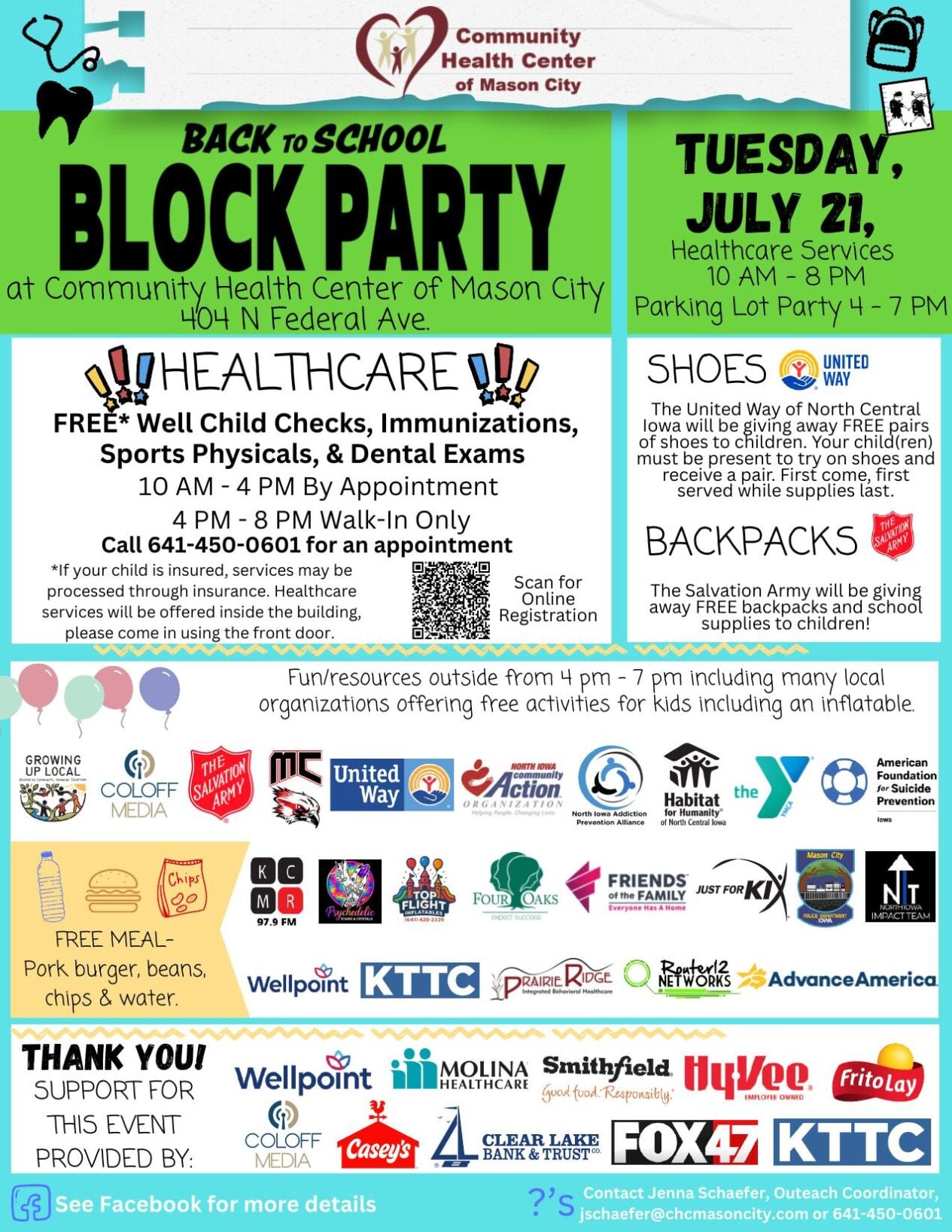 Free block party in Mason City helps families prep kids for school ...