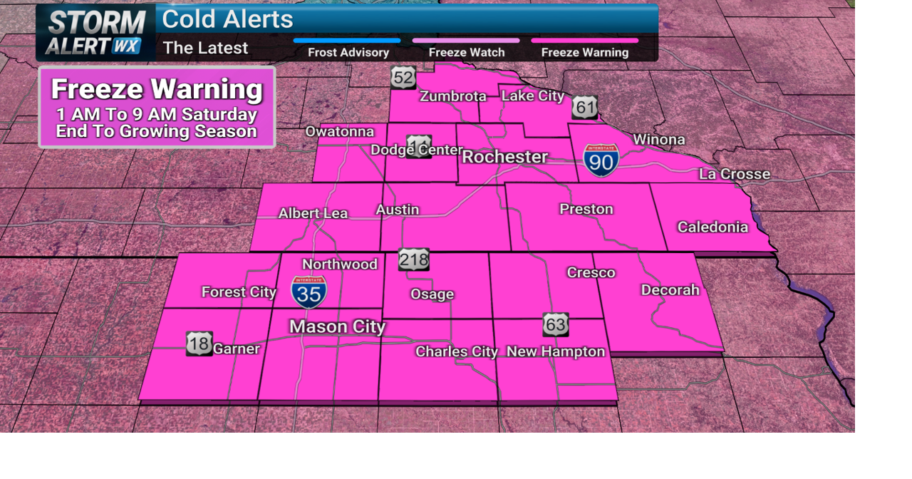 UPDATE: Freeze Warning issued ahead of growing season's end Friday ...