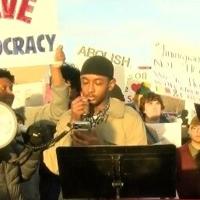 Anti-ICE demonstrators gather outside Mayo High School