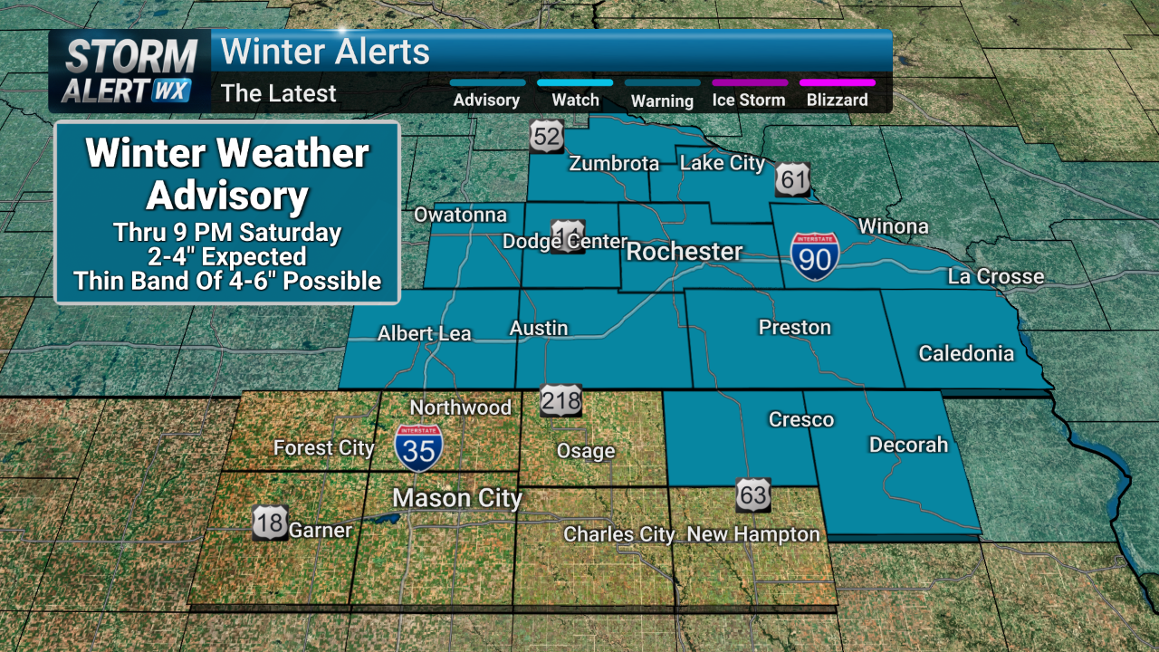 Winter Weather Advisory in effect for Saturday snow | News | kimt.com