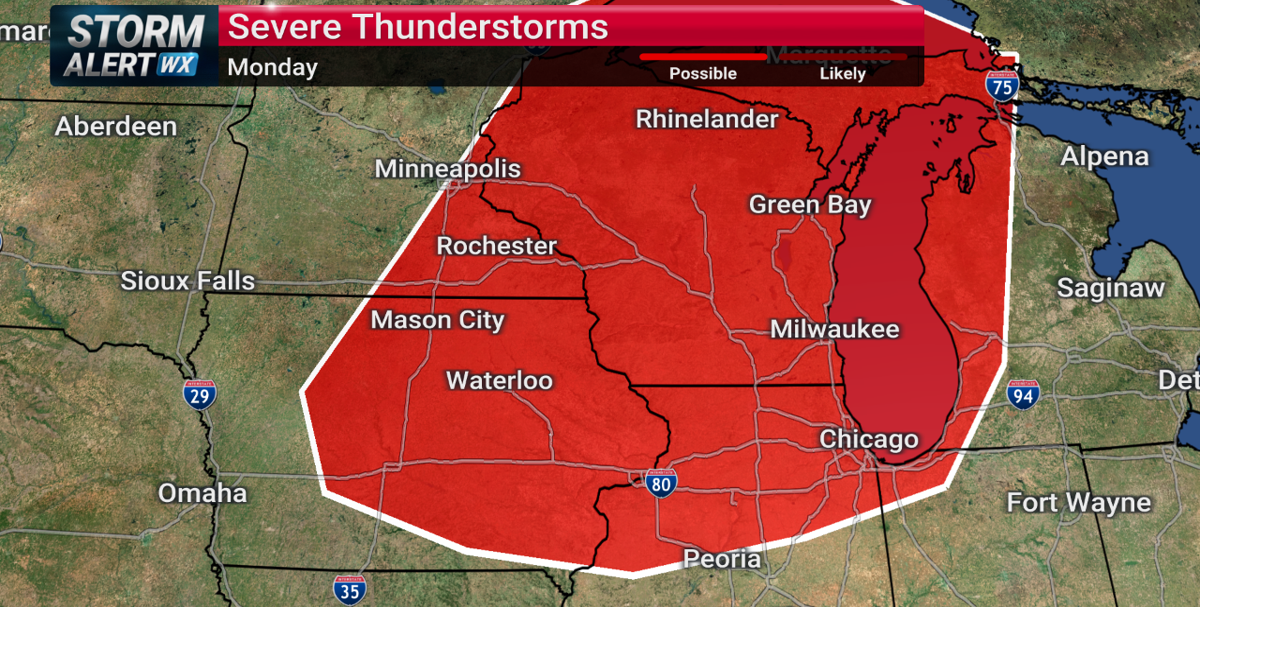 Tracking potential severe weather Monday next week