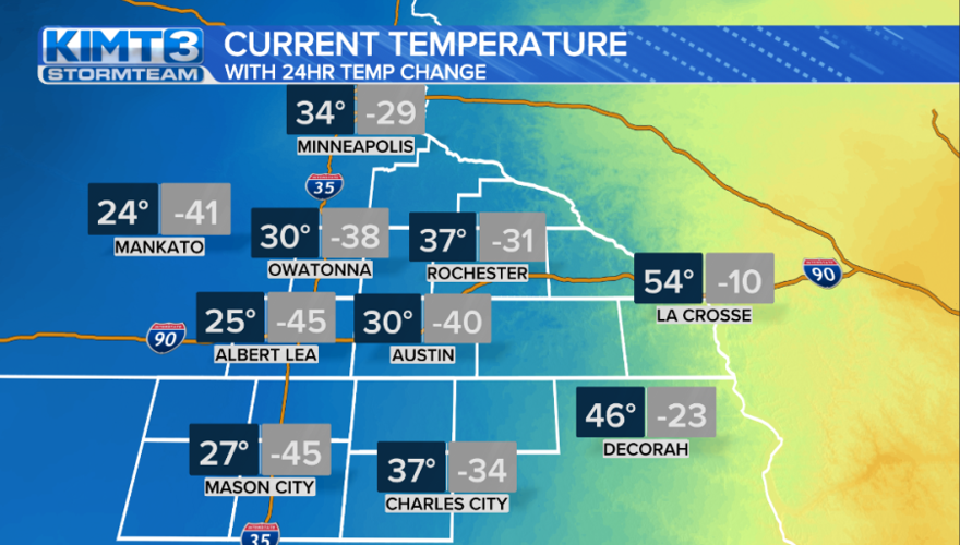 Local temperatures plummet in wake of powerful cold front | News | kimt.com