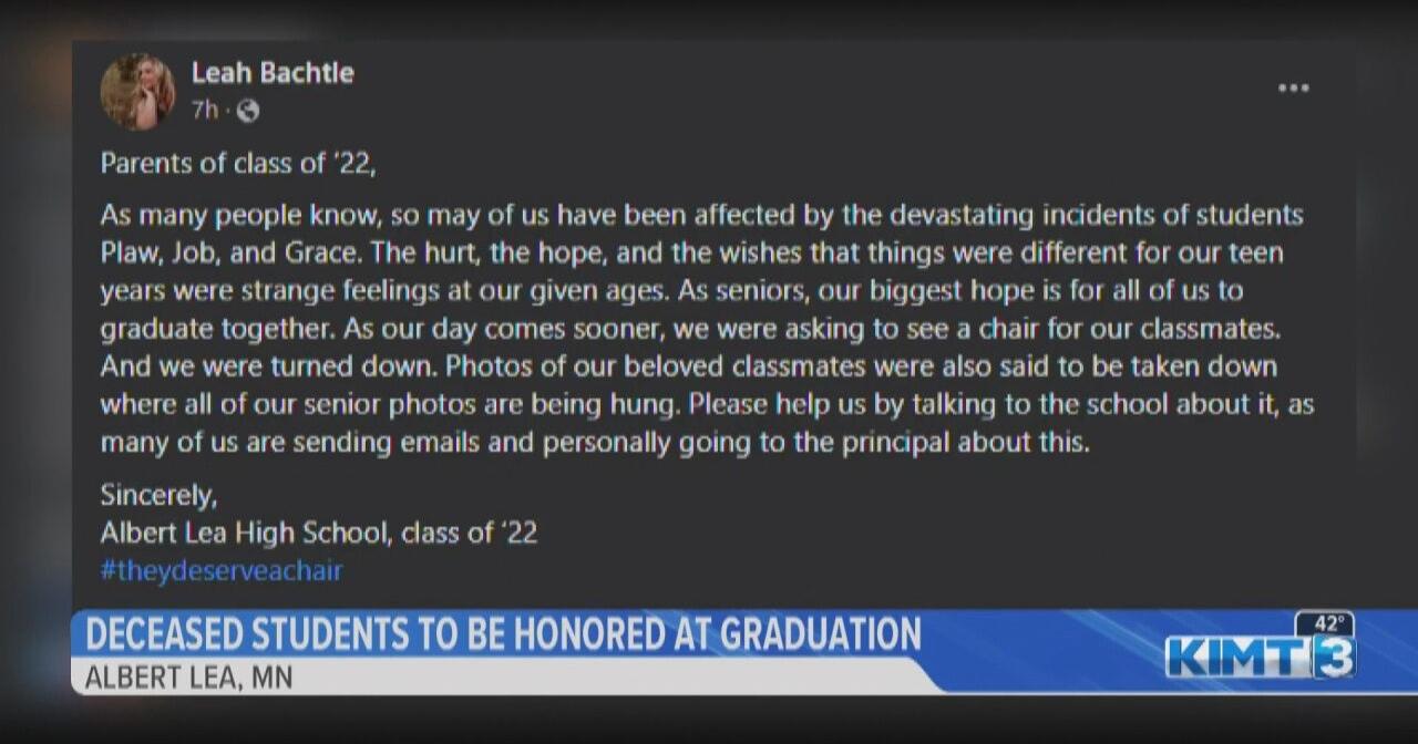 Former Albert Lea students to be honored with empty chairs at high school's graduation - Vimarsana News
