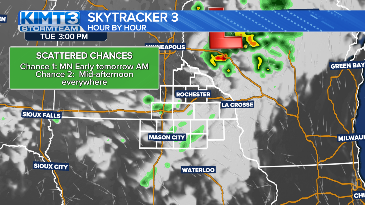 StormTeam 3: A Few Isolated Showers Possible Tuesday | News | Kimt.com